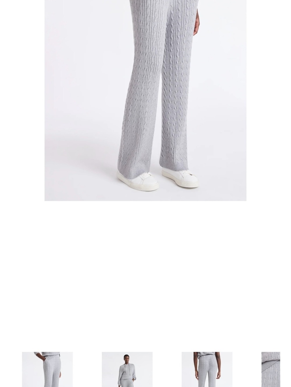 Light Gray Cable-Knit Wide Leg Pants 0001